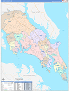 St. Mary's County Wall Map Color Cast Style